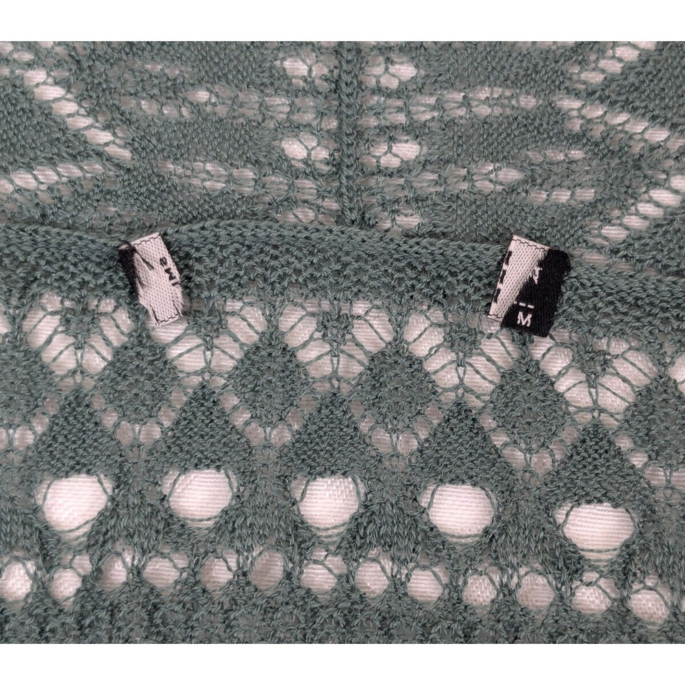 Peruvian Connection Green Crochet Open Bolero Cardigan Size M - Picture 7 of 13